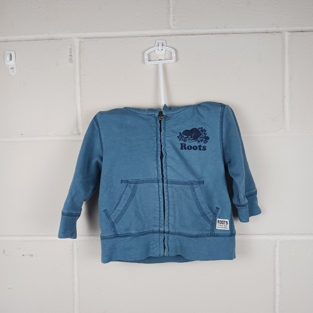ROOTS CANADA Hoodie Blue Zip Up Sweatshirt‎ Baby Sweater Baby Size 3-6 Months